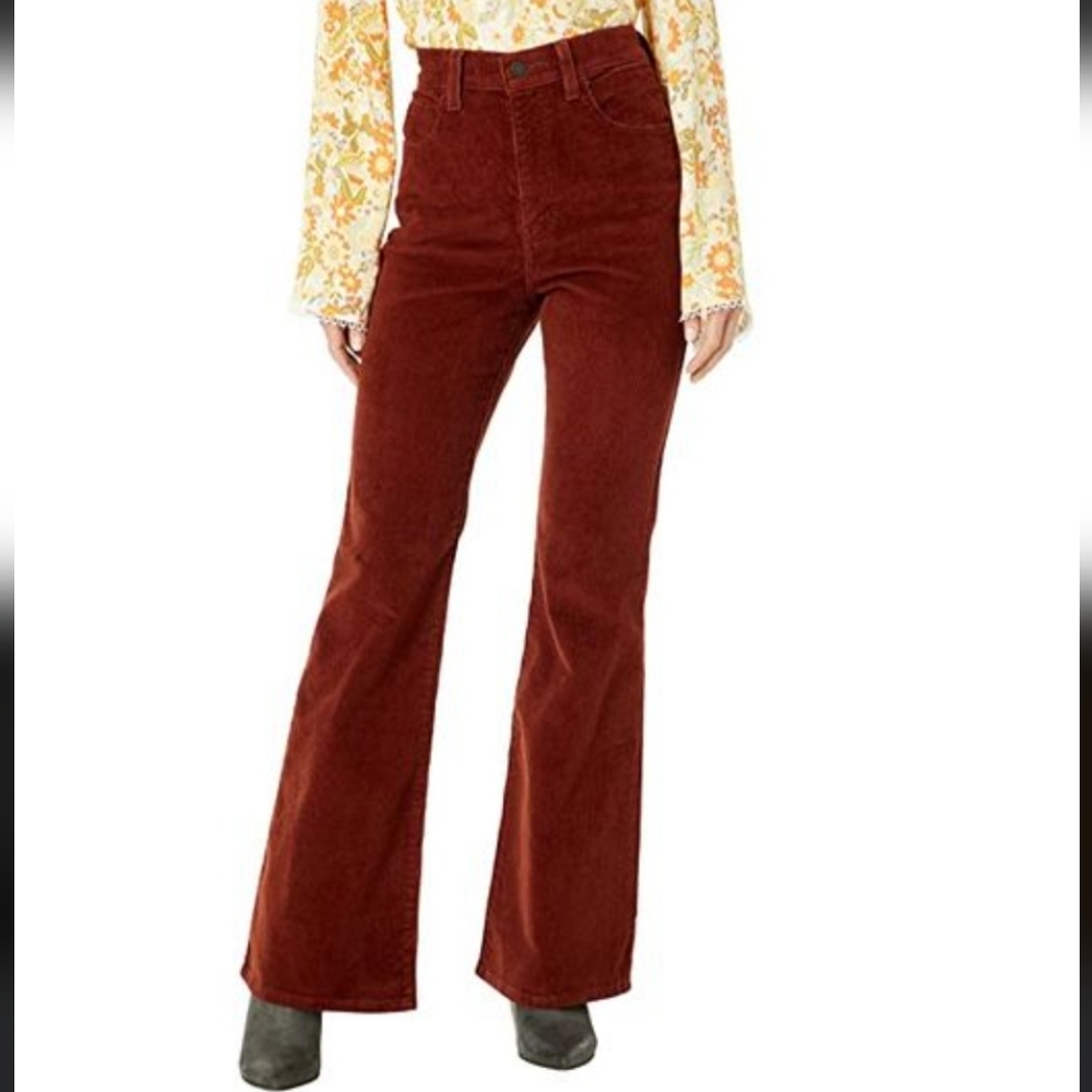 Levi's 70'S Vintage Deep Red Corduroy Bellbottom High Waisted Pants-NWT